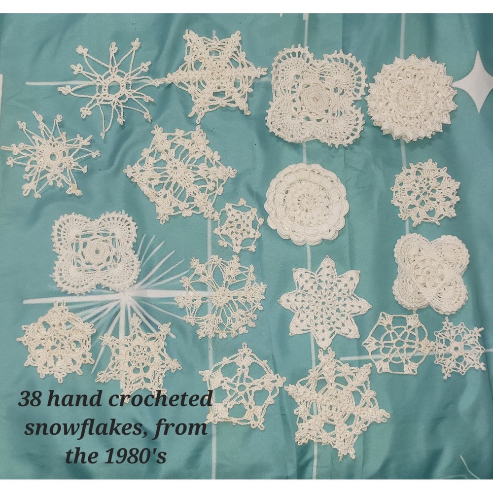 36 Vintage Hand Crocheted Snowflakes